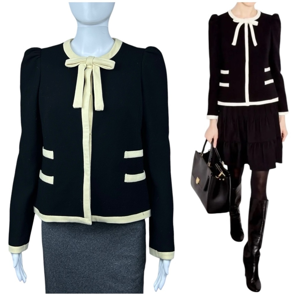 Milly Wool Maritza Tuxedo Blazer Jacket Sz 4 Preppy Academia OldMoney Luxury